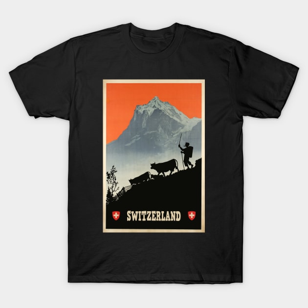 Switzerland, Vintage Travel Poster T-Shirt by BokeeLee